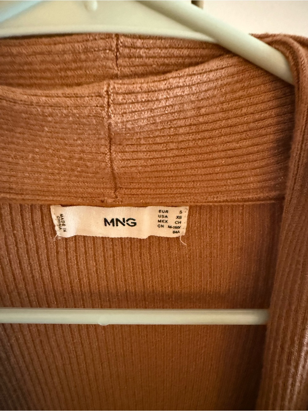 Mango Open-Front Ribbed Cardigan - Rust Brown - Picture 3 of 3